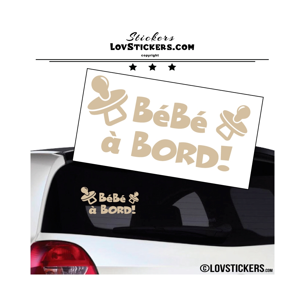 Sticker Bébé à Bord ! Coloris beige - Sécurité enfant voiture