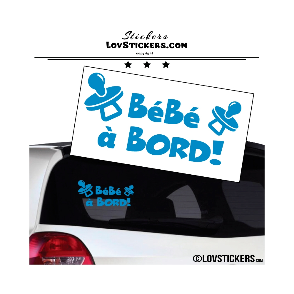 Sticker Bébé à Bord ! Coloris bleu ciel - Sécurité enfant voiture