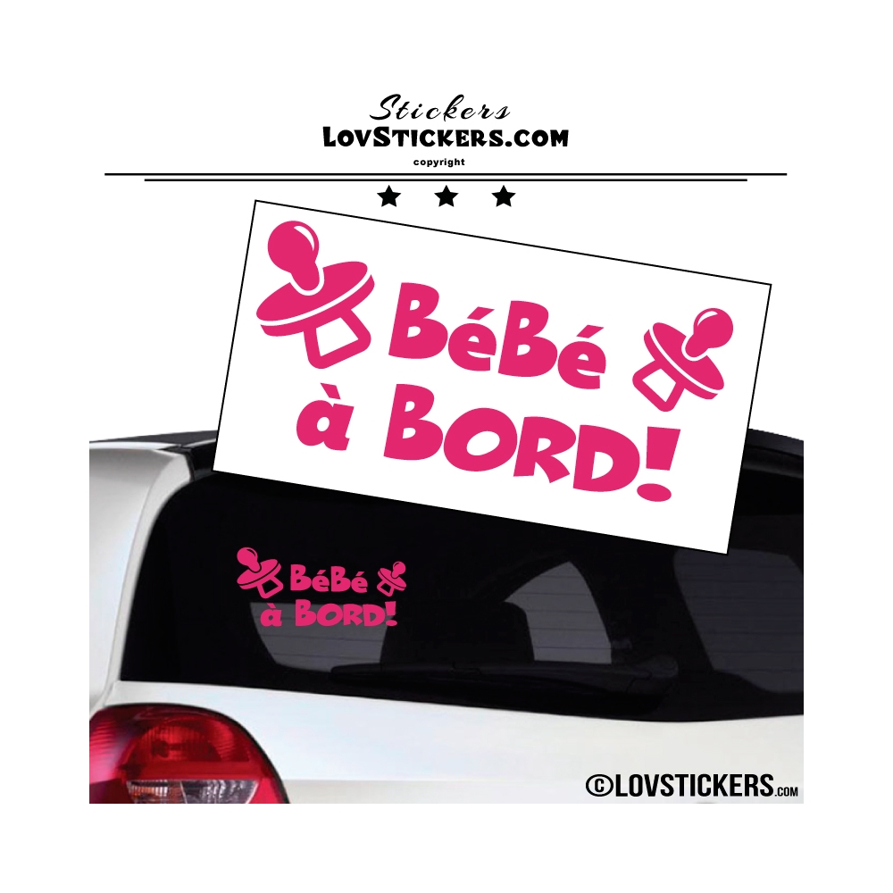 Sticker Bébé à Bord ! Coloris rose fushia