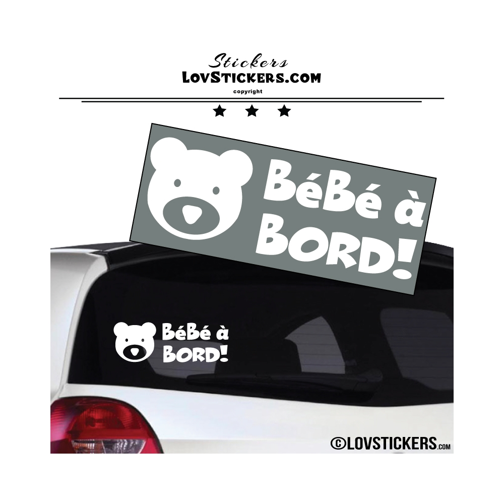 Stickers bébé à bord blanc avec tête d'ours