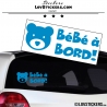 Stickers bébé à bord bleu ciel avec tête d'ours