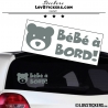 Stickers bébé à bord gris avec tête d'ours