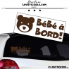 Stickers bébé à bord marron avec tête d'ours