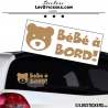 Stickers bébé à bord marron clair avec tête d'ours