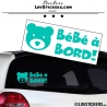 Stickers bébé à bord menthe avec tête d'ours