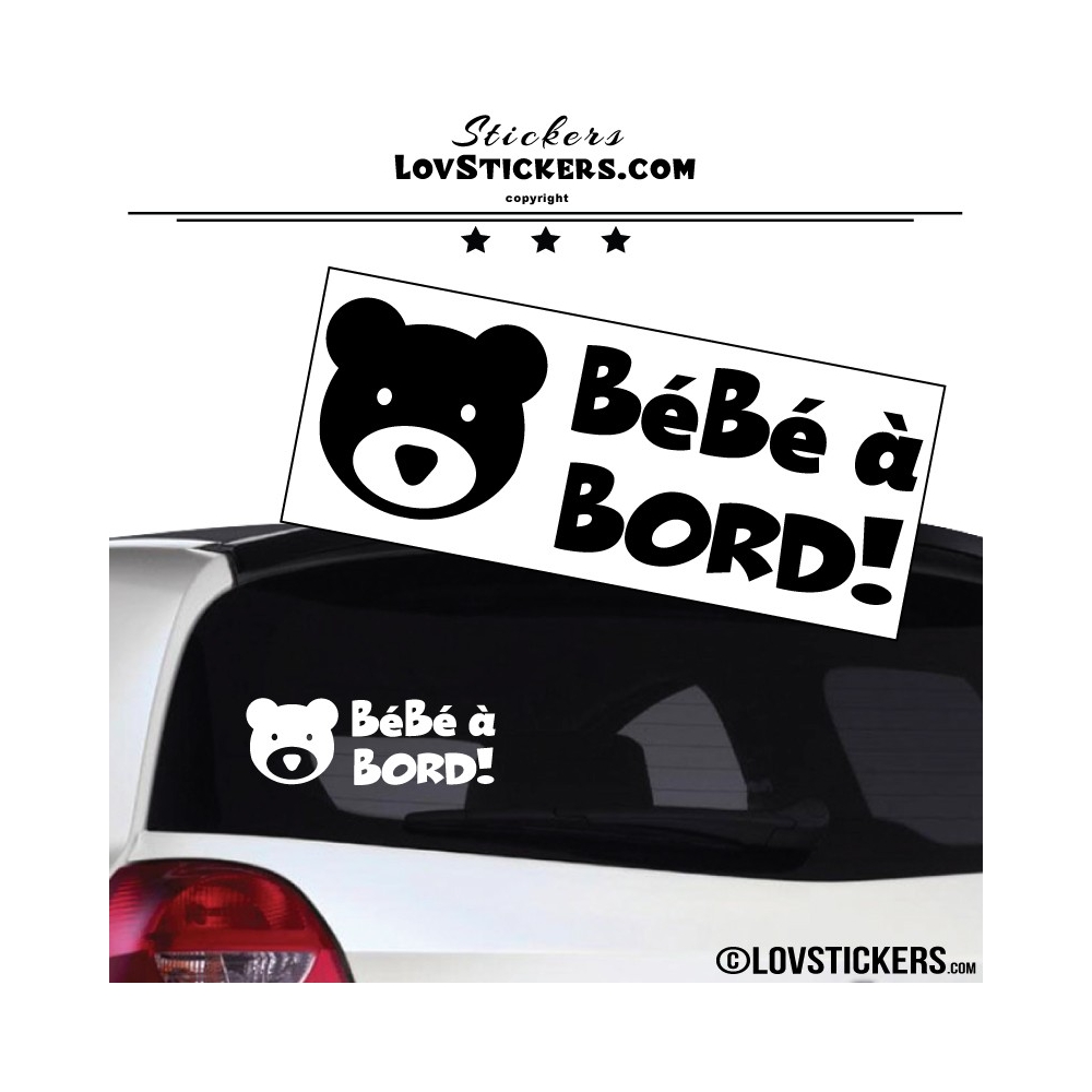 Sticker Bébé à Bord Ours noir ! - Securité enfant voiture