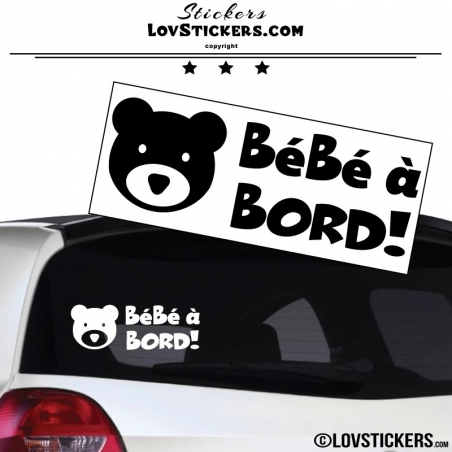 Sticker Bébé à Bord Ours noir ! - Securité enfant voiture Sticker Bébé à Bord Ours noir ! - Securité enfant voiture