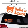 Stickers bébé à bord orange avec tête d'ours
