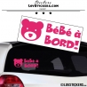 Stickers bébé à bord rose fushia avec tête d'ours