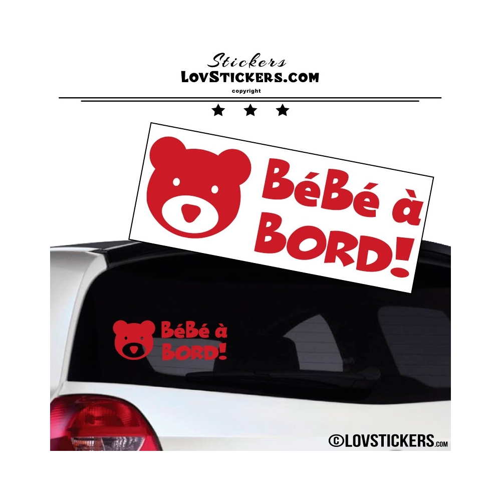 Stickers bébé à bord rouge avec tête d'ours