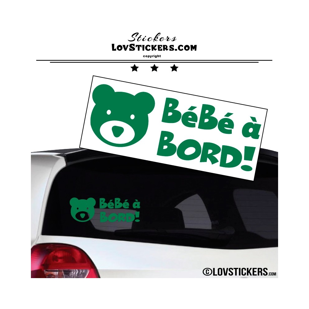 Stickers bébé à bord vert avec tête d'ours