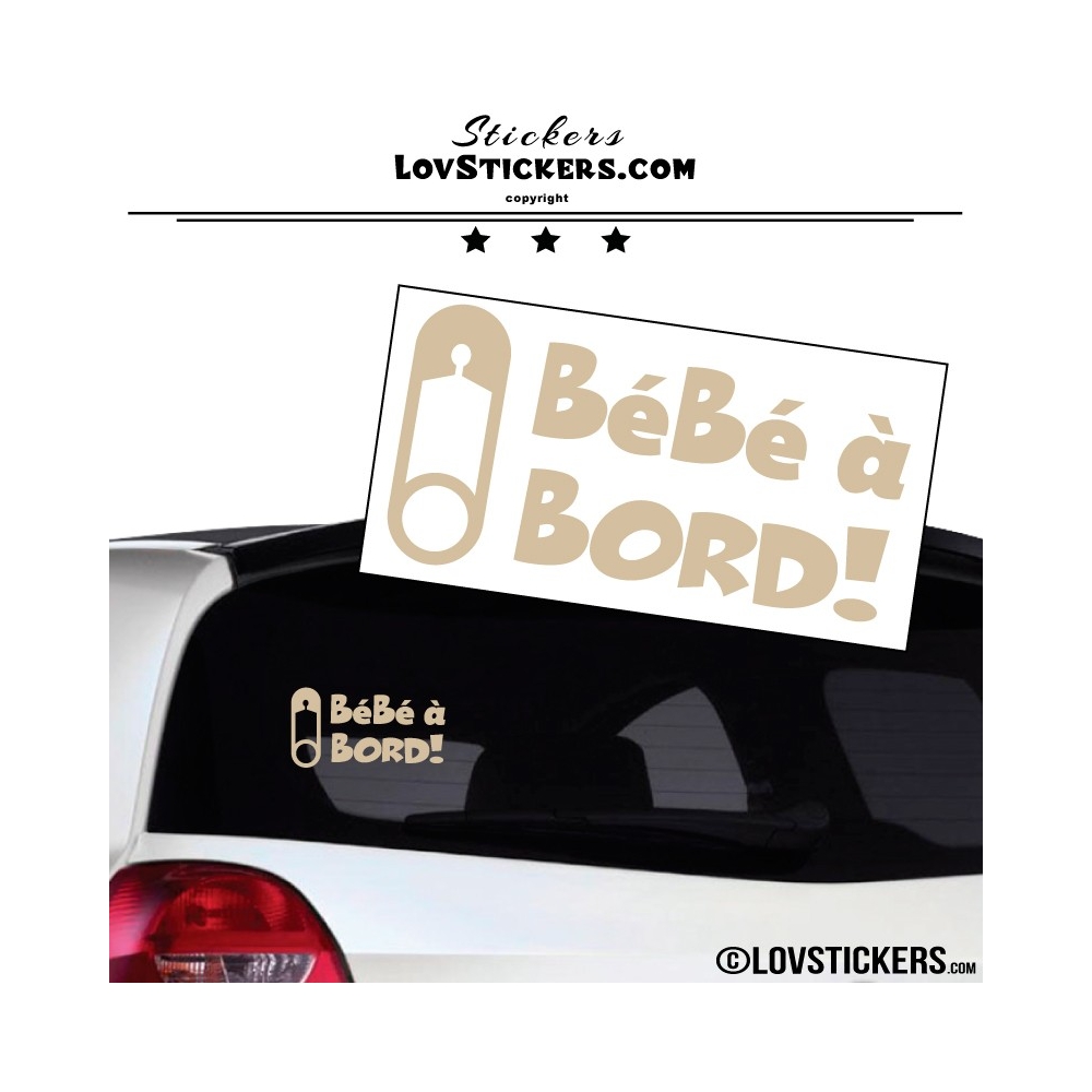 Sticker Bébé à Bord! Epingle beige - Securité enfant voiture