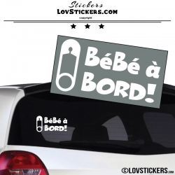 Sticker Bébé à Bord! blanc avec Epingle - Securité enfant voiture