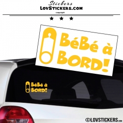 Sticker Bébé à Bord! jaune avec Epingle - Securité enfant voiture