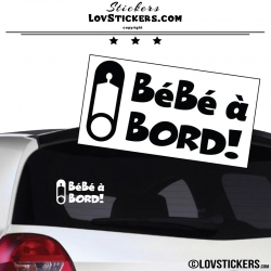 Sticker Bébé à Bord! Epingle Noir - Securité enfant voiture