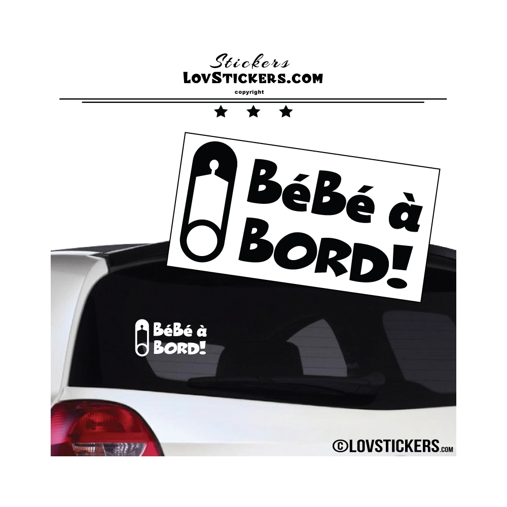 Sticker Bébé à Bord! Epingle Noir - Securité enfant voiture