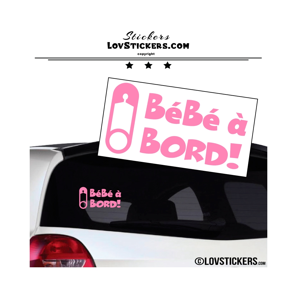 Sticker Bébé à Bord! rose clair avec epingle