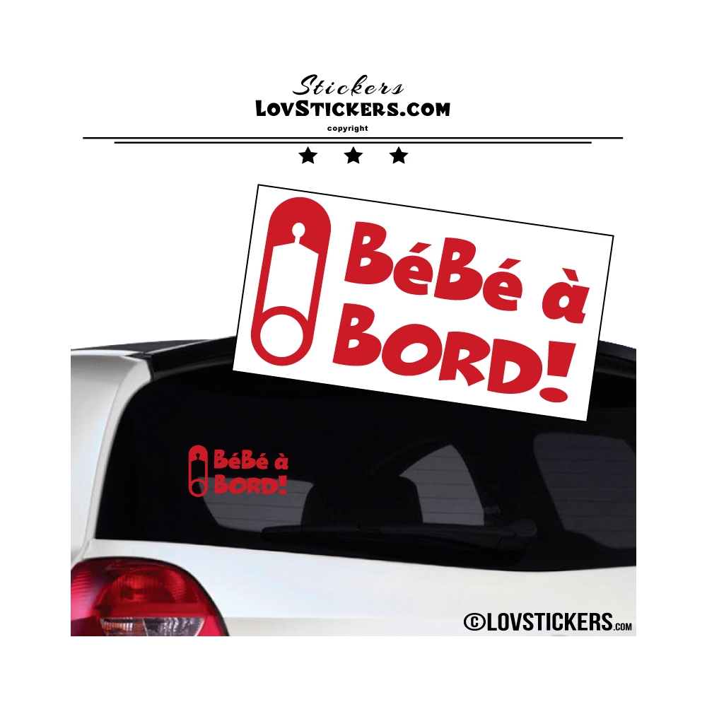 Sticker Bébé à Bord! rouge avec epingle