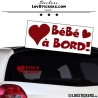 Sticker Bébé à Bord bordeaux avec un coeurs - Securité enfant voiture