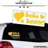 Sticker Bébé à Bord jaune avec  Coeurs! - Securité enfant voiture