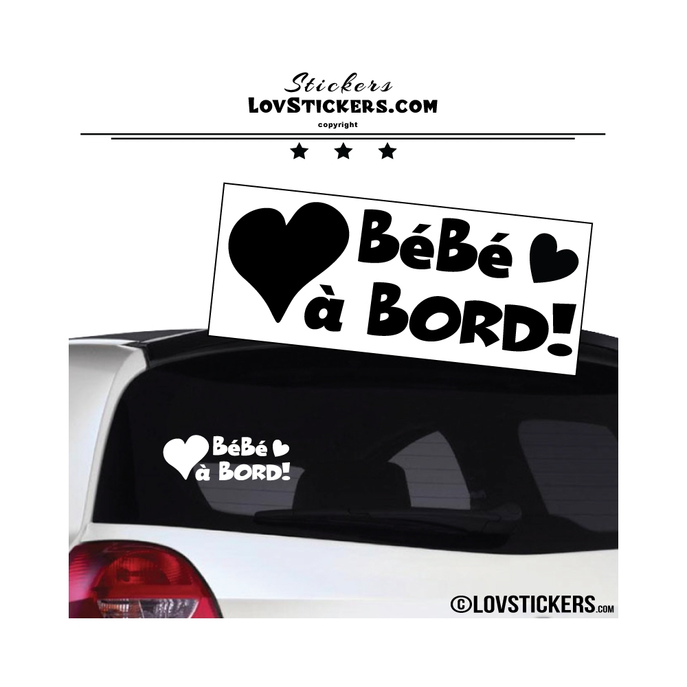Sticker Bébé à Bord noir avec Coeurs