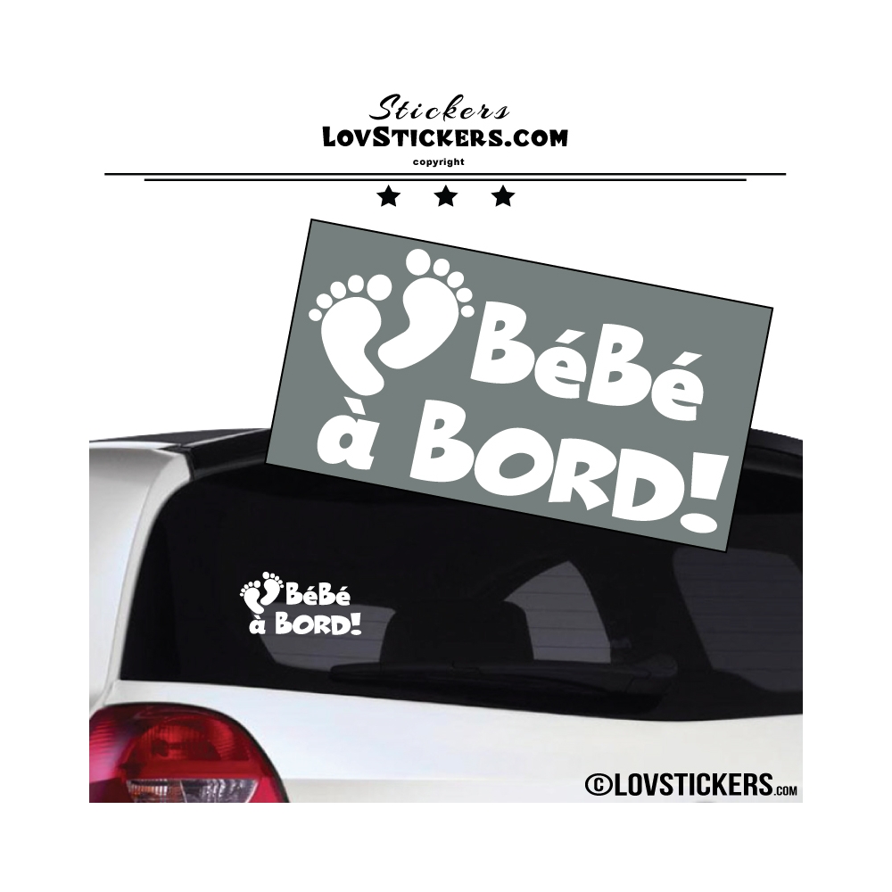 Sticker Bébé à Bord blanc - Pieds de Bébé - Securité enfant voiture