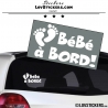 Sticker Bébé à Bord blanc - Pieds de Bébé - Securité enfant voiture