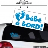Sticker Bébé à Bord bleu ciel  - Pieds de Bébé - Securité enfant voiture