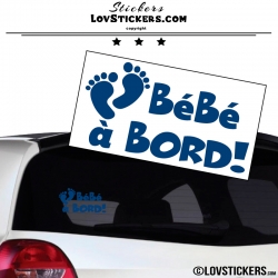 Sticker Bébé à Bord bleu  - Pieds de Bébé - Securité enfant voiture
