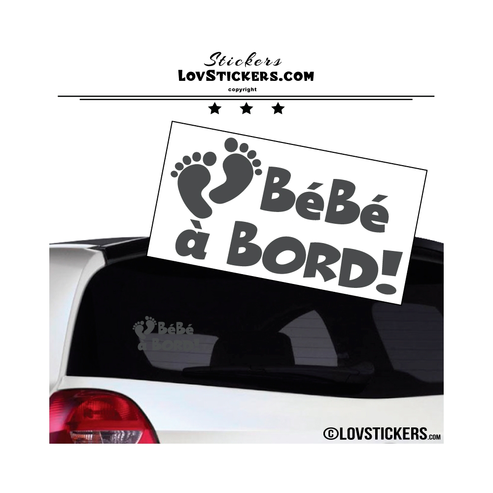 Sticker Bébé à Bord gris dark - Pieds de Bébé - Securité enfant voiture