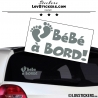 Sticker Bébé à Bord gris - Pieds de Bébé - Securité enfant voiture