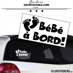 Sticker Bébé à Bord! - Pieds de Bébé de couleur noir 