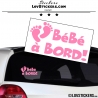 Sticker Bébé à Bord rose clair - Pieds de Bébé - Securité enfant voiture