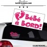 Sticker Bébé à Bord rose fushia - Pieds de Bébé - Securité enfant voiture