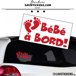 Sticker Bébé à Bord rouge - Pieds de Bébé - Securité enfant voiture