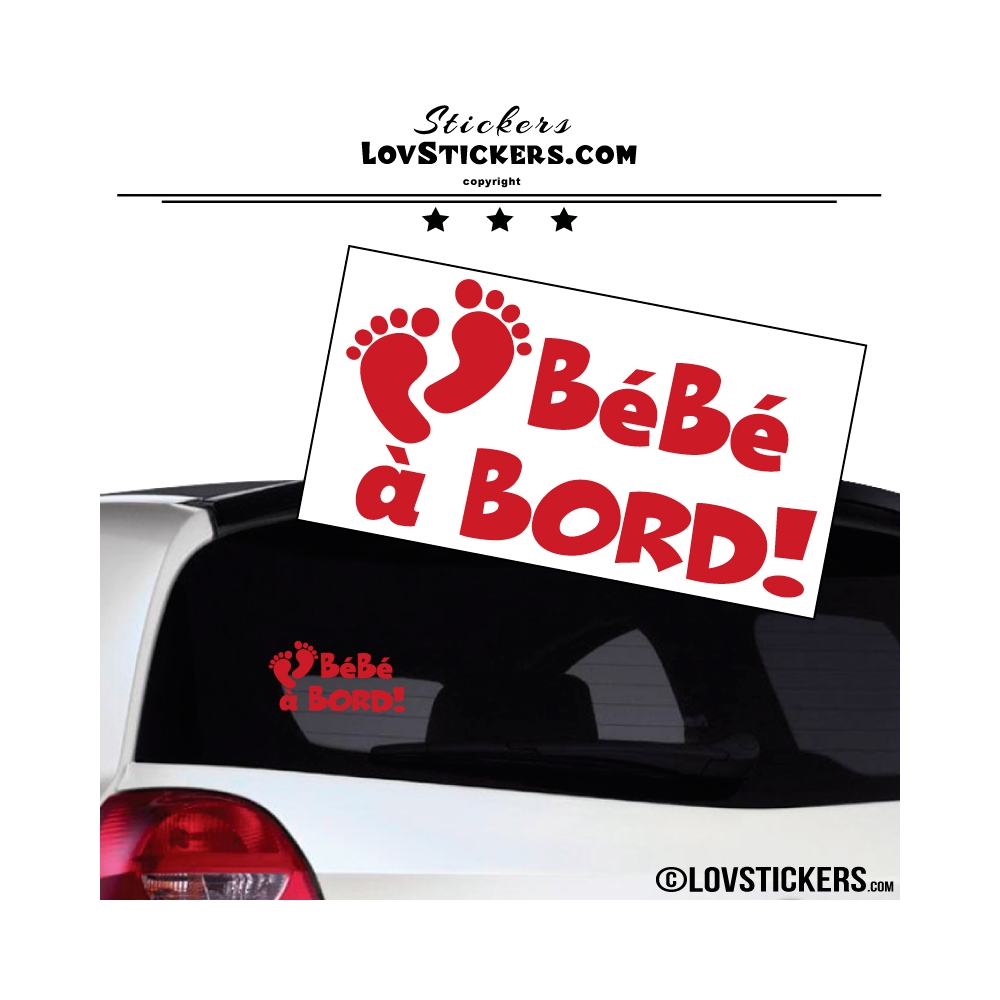 Sticker Bébé à Bord rouge - Pieds de Bébé - Securité enfant voiture