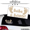 Sticker Bébé à Bord beige avec paire de pieds de Bébé