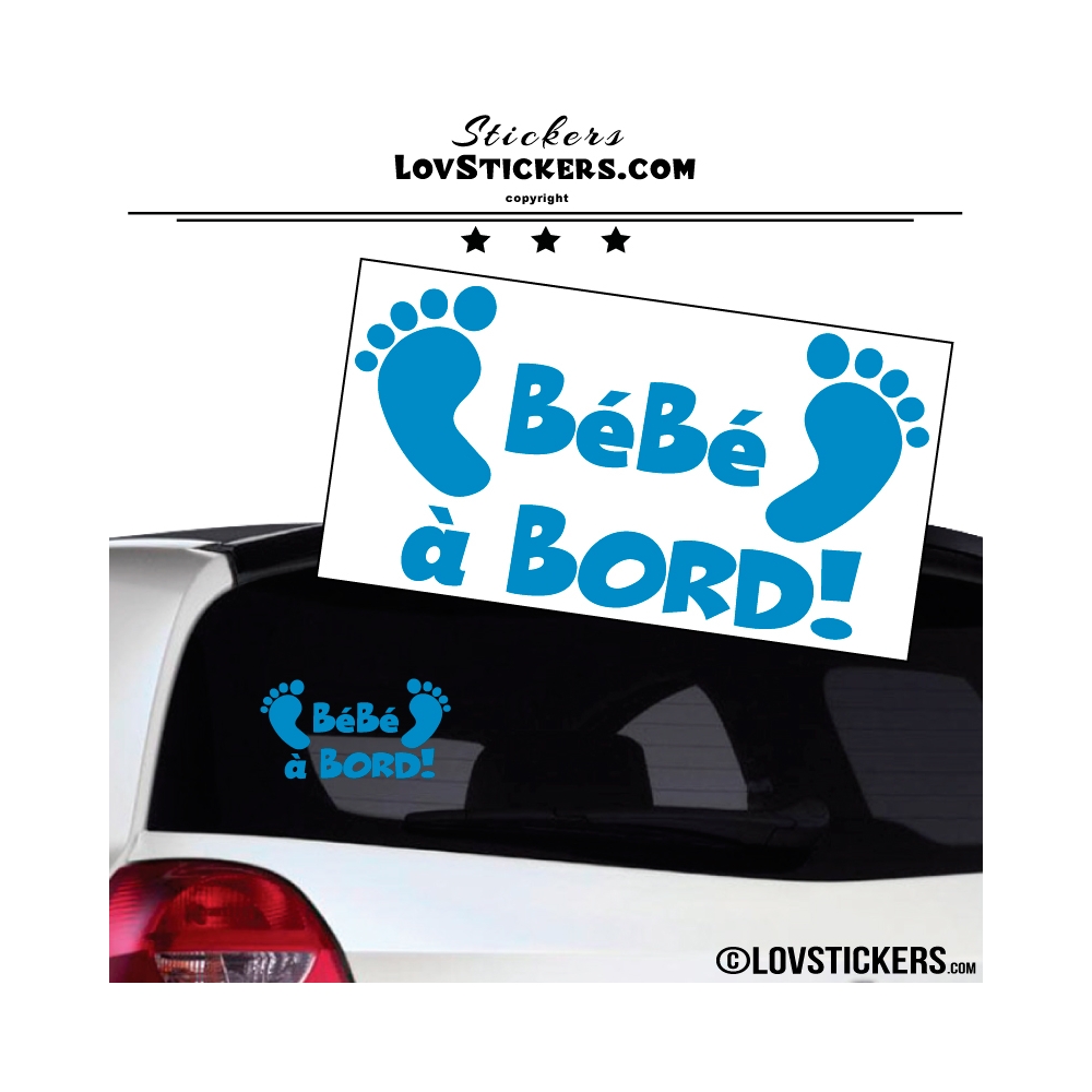 Sticker Bébé à bord bleu ciel avec paire de pieds de Bébé