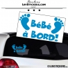 Sticker Bébé à bord bleu ciel avec paire de pieds de Bébé