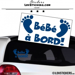 Sticker Bébé à Bord bleu foncé avec paire de pieds de Bébé