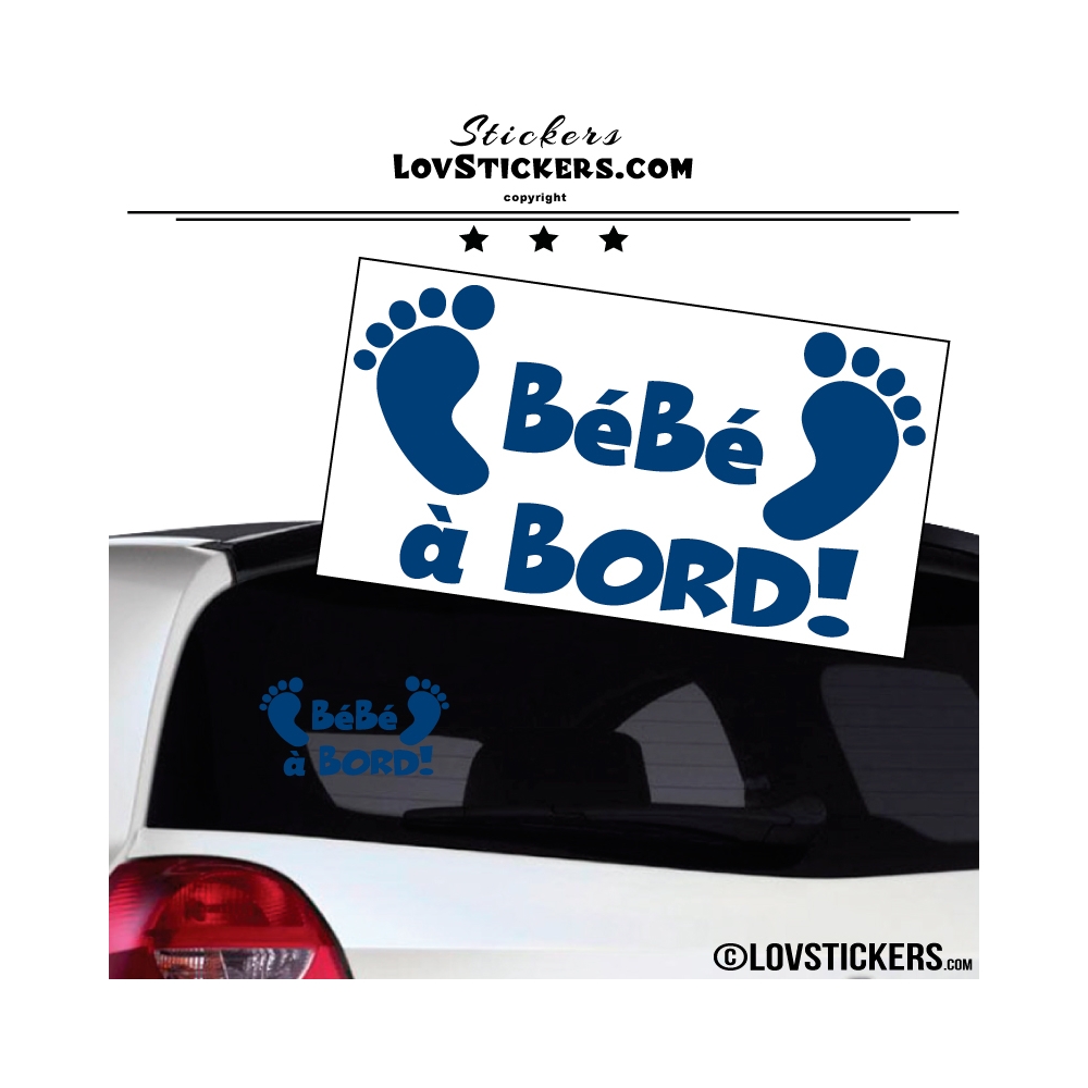 Sticker Bébé à Bord bleu foncé avec paire de pieds de Bébé