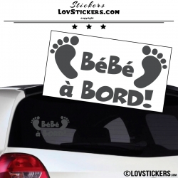 Sticker Bébé à Bord gris foncé avec paire de pieds de Bébé