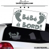 Sticker Bébé à Bord gris avec paire de pieds de Bébé