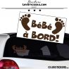Sticker Bébé à Bord marron avec paire de pieds de Bébé