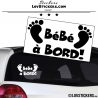 Sticker Bébé à Bord noir avec paire de pieds de Bébé