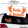 Sticker Bébé à Bord orange avec paire de pieds de Bébé