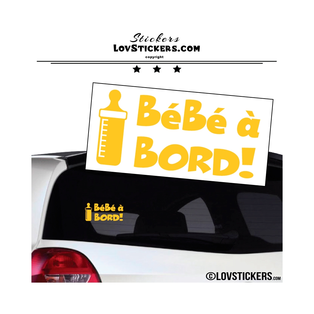 Sticker Bébé à Bord! - Biberon - Securité enfant voiture