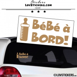 Sticker Bébé à Bord! - Biberon - Securité enfant voiture