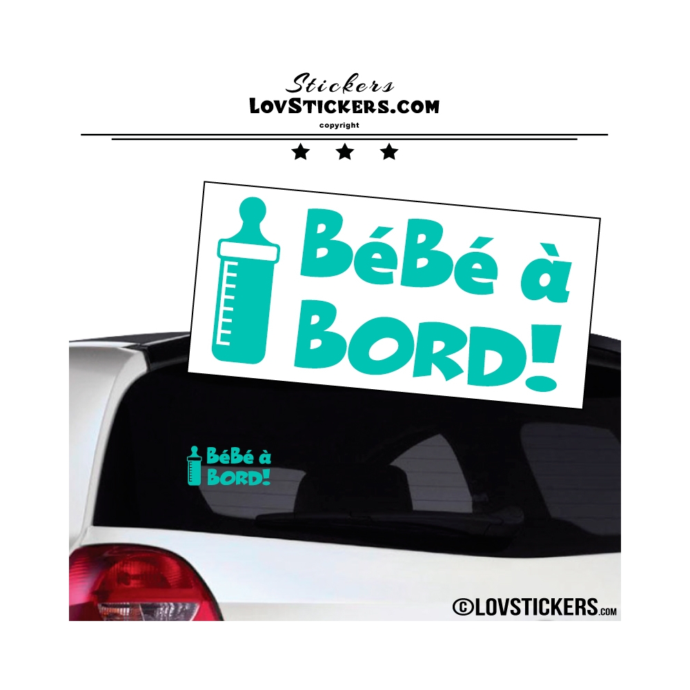 Sticker Bébé à Bord! - Biberon - Securité enfant voiture