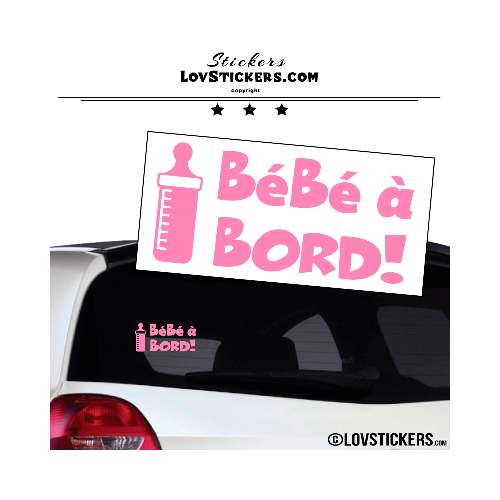 Sticker Bébé à Bord! - Biberon - Securité enfant voiture